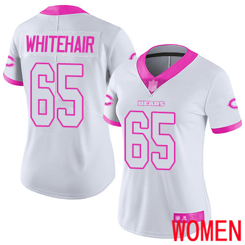 Chicago Bears Limited White Pink Women Cody Whitehair Jersey NFL Football #65 Rush Fashion->women nfl jersey->Women Jersey